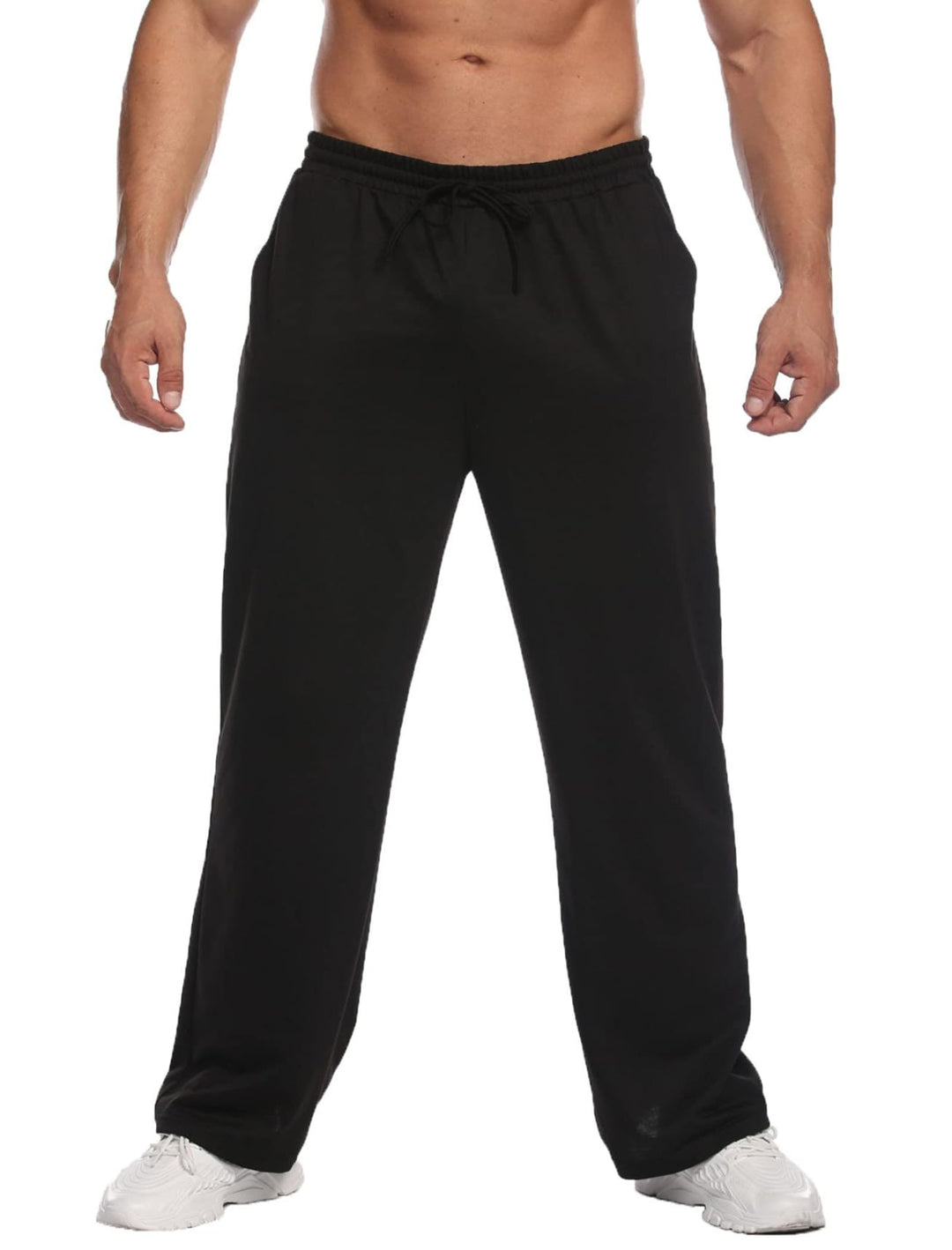 Deyeek Men's Lightweight Sweatpants Open Bottom Sweat Pants for Men Straight Leg Gym Sweatpants Lounge Pants with Pockets
