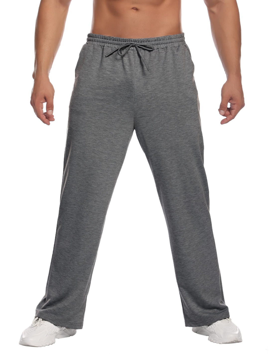 Deyeek Men's Lightweight Sweatpants Open Bottom Sweat Pants for Men Straight Leg Gym Sweatpants Lounge Pants with Pockets