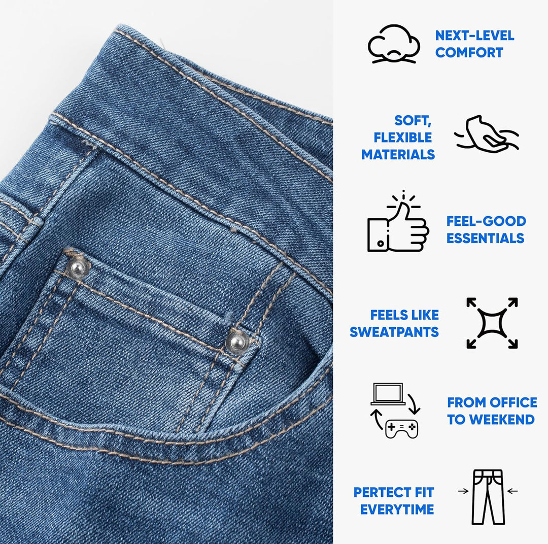 JMIERR Men's Stretch Jeans Regular Fit Straight Leg Casual Denim Pants